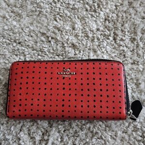 Coach red polka dot wallet